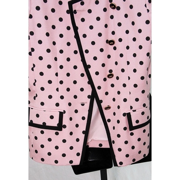 Kasper Pink Black Polka Dot Short Sleeve Blazer 4 - Picture 3 of 7